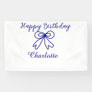 Blue bow CUTIE ADD NAME BABY happy birthday  Banner
