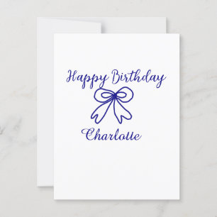Blue bow CUTIE ADD NAME BABY happy birthday  Postcard