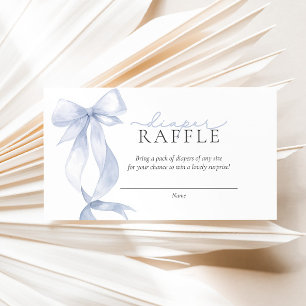 Blue Bow Diaper Raffle Baby Shower Enclosure Card