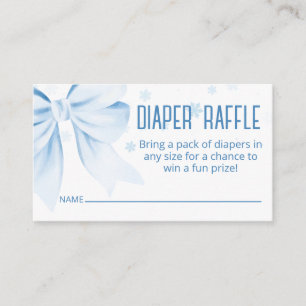 Blue Bow Diaper Raffle Winter Baby Shower  Enclosure Card