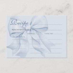 Blue Bow Elegant Bridal Shower Recipe Enclosure Card