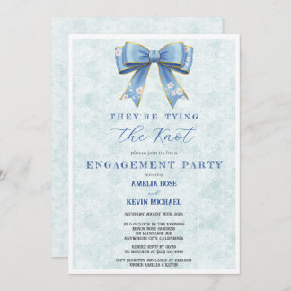 Blue Bow Engagement Invitation – Japanese Style