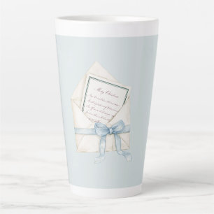 Blue Bow Envelope Christmas Latte Mug