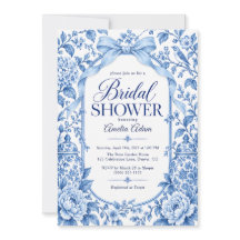 Blue Bow Floral Chinoiserie Elegant Bridal Shower