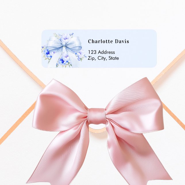 Blue bow floral return address  (Creator Uploaded)