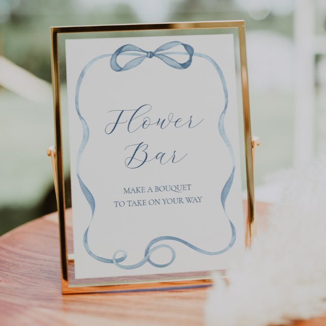 Blue Bow Flower Bouquet Bar Sign (Creator Uploaded)