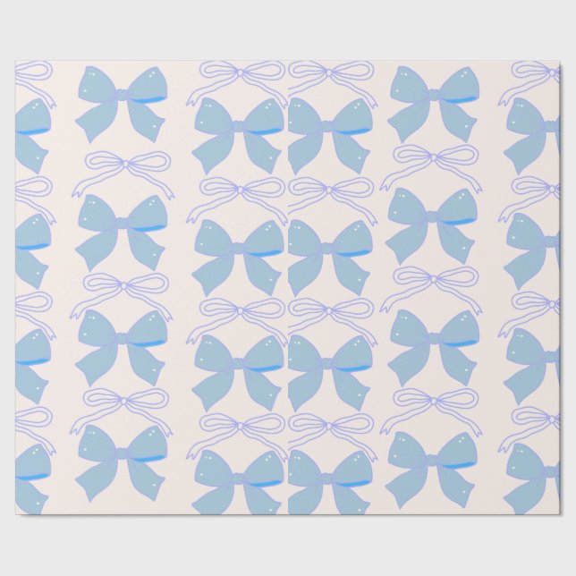Blue Bow Gift Wrap Baby Shower Gift Wrap  (Seam)