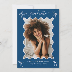 Blue Bow Graduation Party Announcement