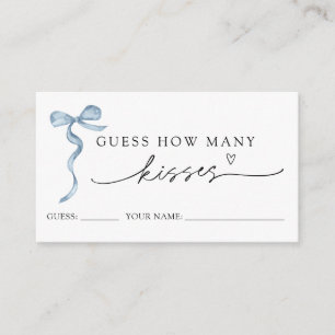 Blue Bow Guess How Many Kisses Game Card