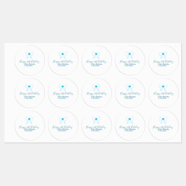 Blue bow happy 21st birthday name date girlstylish (Sheet)