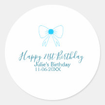 Blue bow happy 21st birthday name date girlstylish