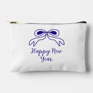 Blue bow happy new year name date simple minimal accessory pouch