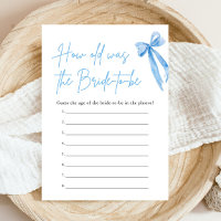 Blue Bow How Old Was the Bride Bridal Shower Game