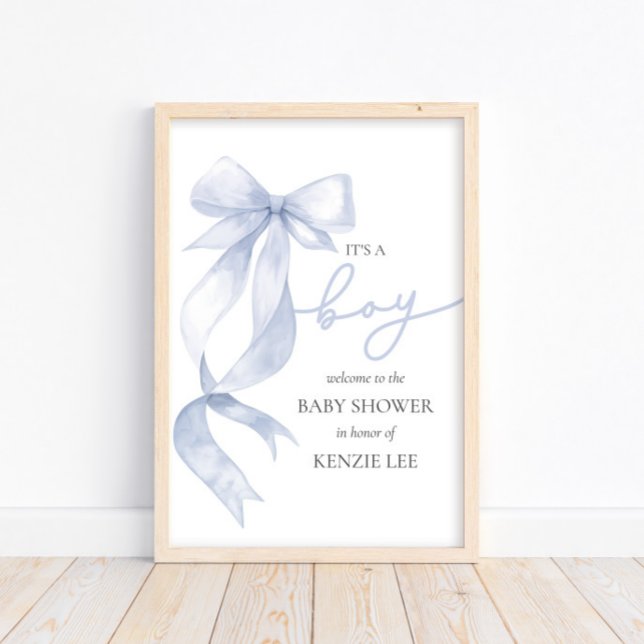 Blue Bow It's a Boy Baby Shower Poster (Creator Uploaded)