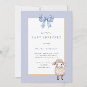 Blue Bow Lamb Baby Shower Sprinkle Invitation