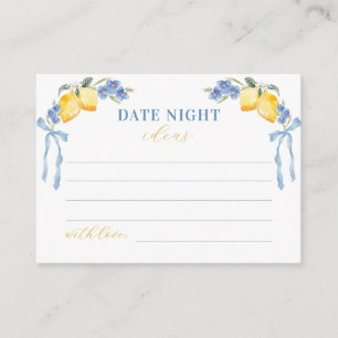 Blue Bow Lemon Italian Date Night Ideas Enclosure Card