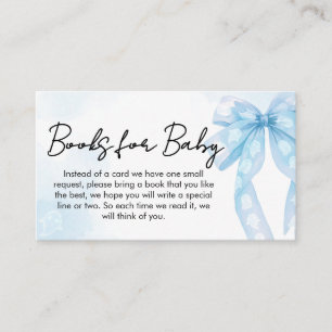 Blue Bow Little Boo Baby Shower Books for Baby Enclosure Card