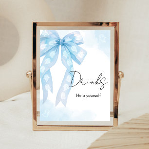 Blue Bow Little Boo Shower Drinks Sign