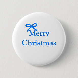 Blue bow merry Christmas family gifts simple moder 6 Cm Round Badge