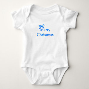Blue bow merry Christmas family gifts simple moder Baby Bodysuit