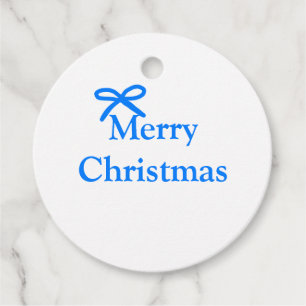 Blue bow merry Christmas family gifts simple moder Favour Tags