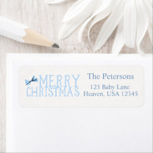 Blue Bow Merry Christmas Return Label