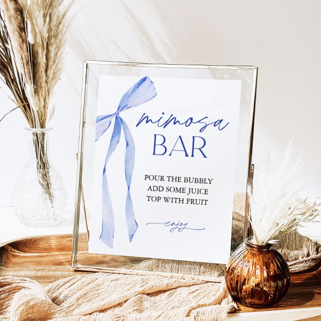 Blue Bow Mimosa Bar Bridal Shower Sign (Creator Uploaded)