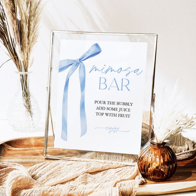 Blue Bow Mimosa Bar Bridal Shower Sign (Creator Uploaded)