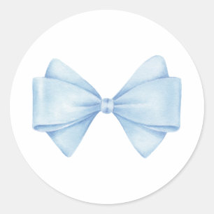 Blue Bow Modern Boy Baby Shower Classic Round Sticker