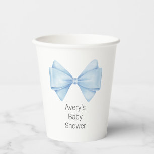 Blue Bow Modern Boy Baby Shower Paper Cups