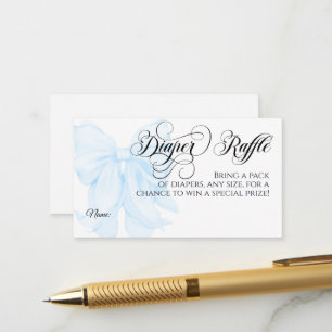 Blue Bow Modern Elegant Boy Baby Shower Diaper Enclosure Card