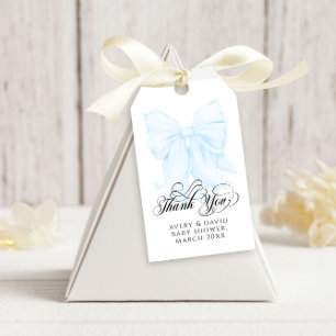 Blue Bow Modern Elegant boy Baby Shower Gift Tags