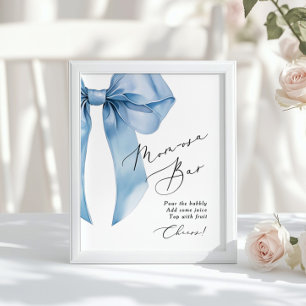 Blue Bow Momosa bar Baby Boy Shower Poster