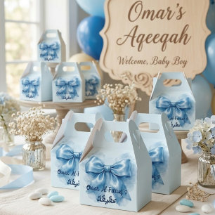 blue bow muslim baby boy aqeeqah favour box