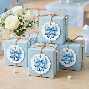 blue bow muslim baby boy aqeeqah favour tags