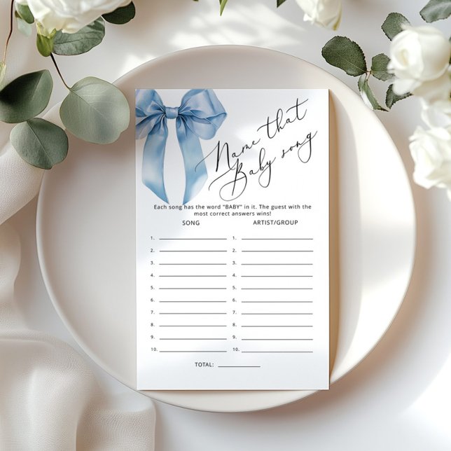 Blue Bow Name that song baby boy shower game (Creator Uploaded)