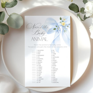 Blue Bow Name the baby animal baby shower game