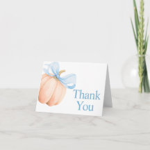 Blue Bow Orange Pumpkin Baby Shower