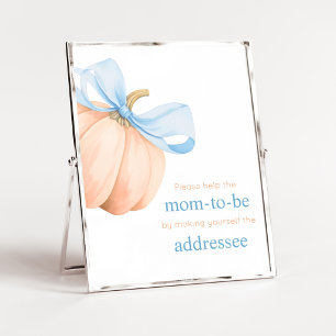 Blue Bow Orange Pumpkin Envelope Station Sign
