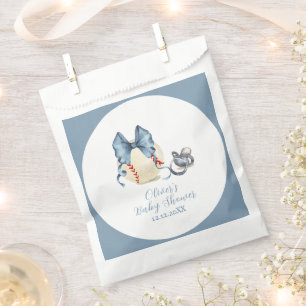 Blue Bow Pacifier Baseball Sport Baby Shower Favour Bags