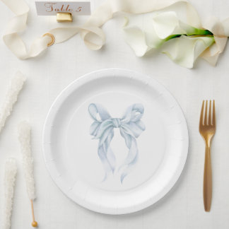 Blue Bow Paper Plate