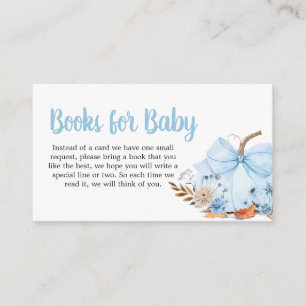 Blue Bow Pumpkin Baby Shower Books for Baby Enclosure Card