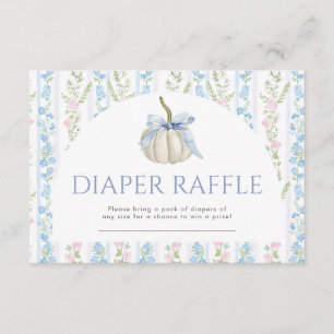Blue Bow Pumpkin Baby Shower Raffle Ticket 3.5x5 Enclosure Card
