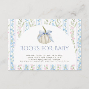 Blue Bow Pumpkin Books for Baby Insert 3.5x5