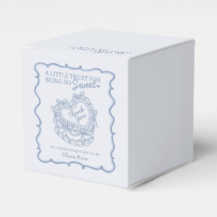 Blue Bow Retro Heart Coquette Cake Bridal Shower Favour Box