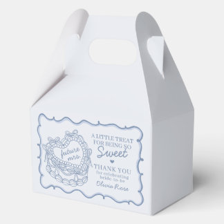 Blue Bow Retro Heart Coquette Cake Bridal Shower Favour Box