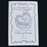 Blue Bow Retro Heart Coquette Cake Bridal Shower Medium Gift Bag<br><div class="desc">It’s a sweet celebration with this Retro Coquette Cake Collection. This coquette bow ensemble features a vintage heart-shaped coquette cake adorned with coquette bows and sweet buttercream icing, capturing the essence of classic romance. This collection adds a playful vibe to any celebration, making it irresistibly sweet. ★ Let me help...</div>