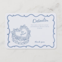 Blue Bow Retro Heart Coquette Cake Details Insert