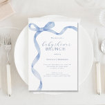 Blue Bow Ribbon Baby Shower Brunch Invitation<br><div class="desc">Blue Bow Ribbon Baby Shower Brunch Invitation
This gorgeous baby shower invitation will add just the perfect touch of elegance to your event.</div>