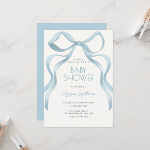 Blue Bow ribbon baby shower Invitation
